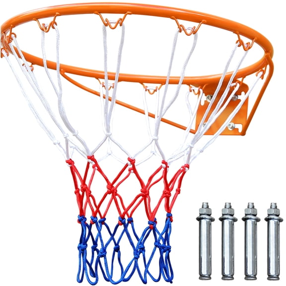 JERFIT 18" Heavy Duty Steel Basketball Hoop Replacement Rim with All-Weather Orange Powder Coating for Wall Mount Indoor Outdoor Use