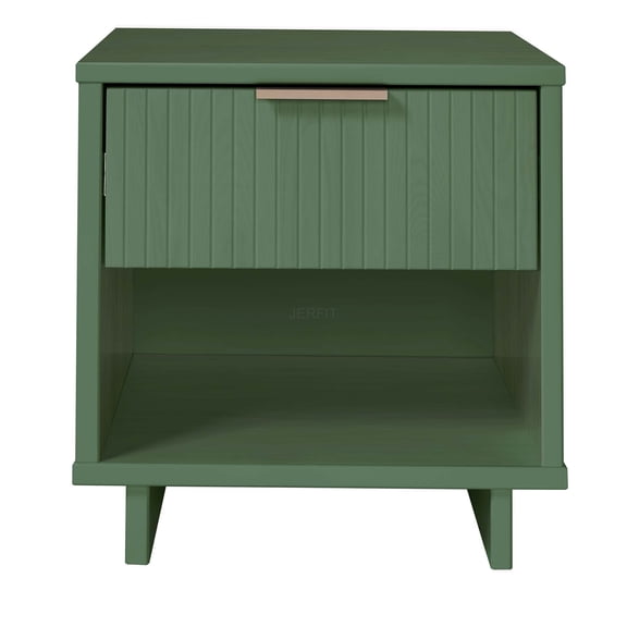 JERFIT 18 Inch Nightstand with Drawer, Sage Green Bedside Table, Solid Wood Modern Accent End Table for Bedroom or Living Room
