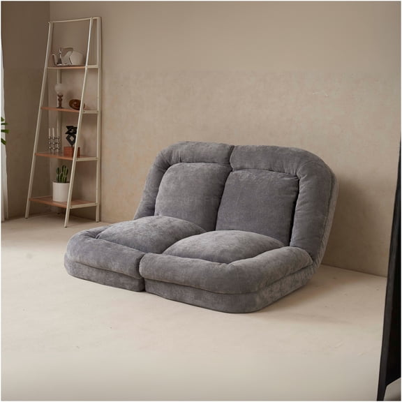 JERFIT 18-Position Convertible Sofa Bed with Cotton Upholstery, Space-Saving Foldable Sleeper for Small Spaces, Gray