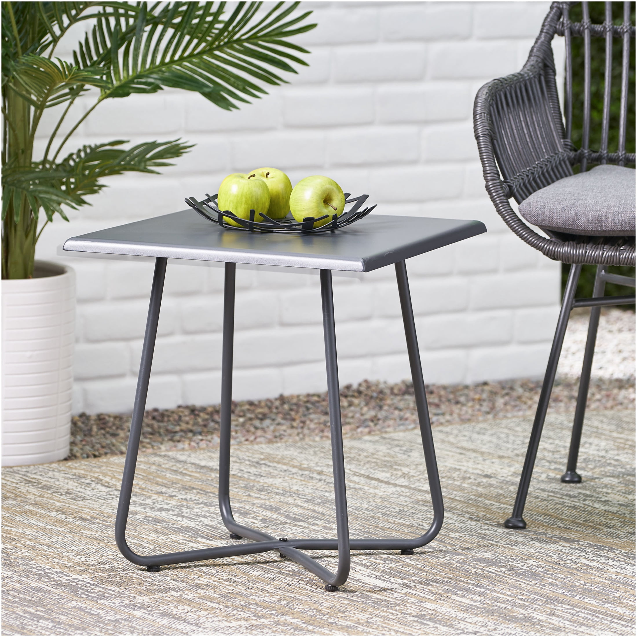 JERFIT 18 inch Side Table, Square End Table with X-Base, Industrial ...