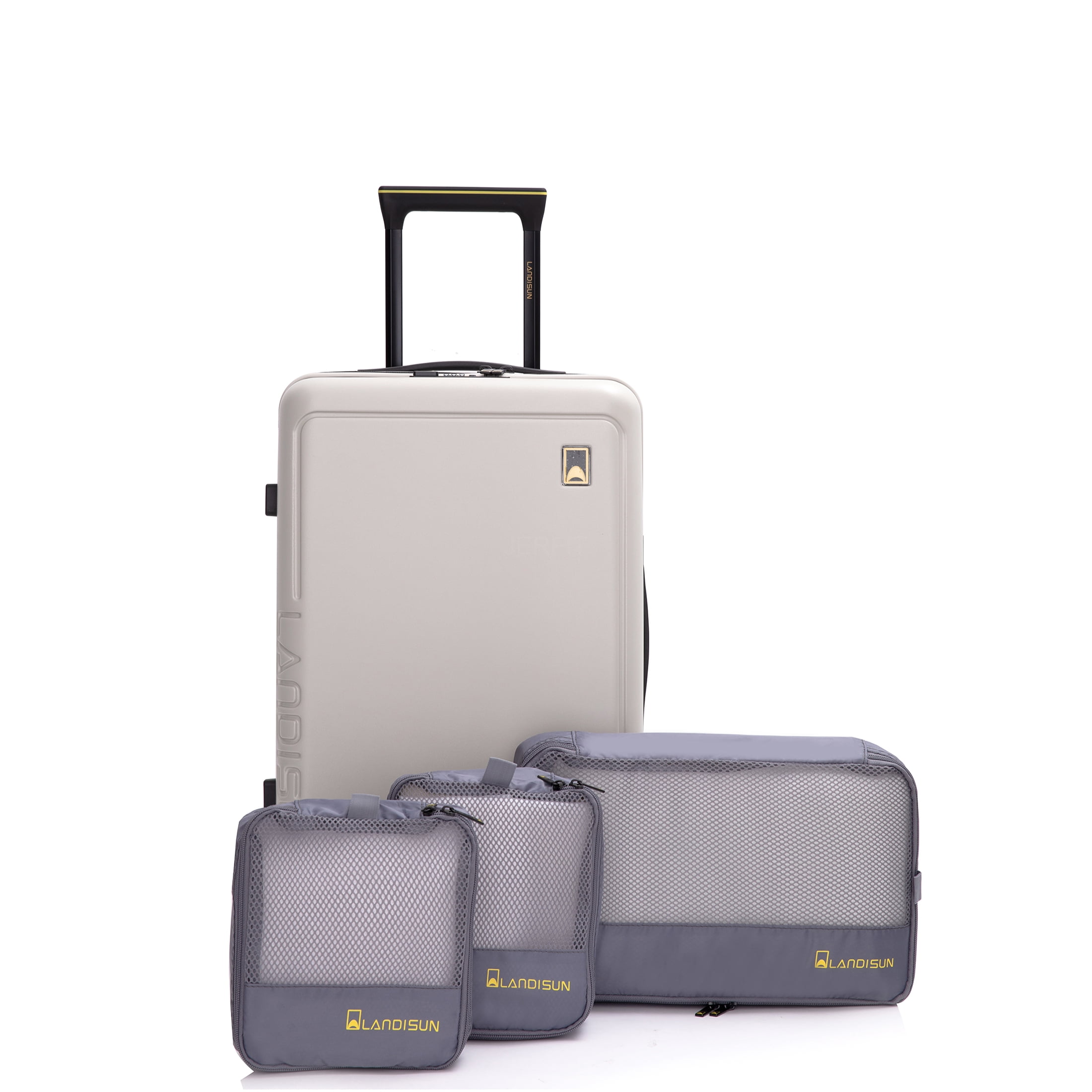 JERFIT 19" Carry On Luggage Spinner Suitcase Hardshell ABS+PC Lightweight Expandable Beige with TSA Lock