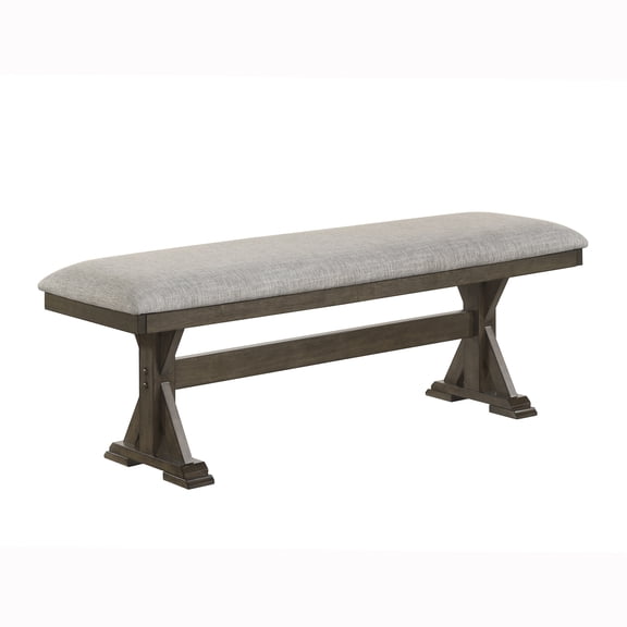 JERFIT 1pc Rustic Upholstered Dining Bench Rich Wood Finish Wooden Dining Room Furniture Brown