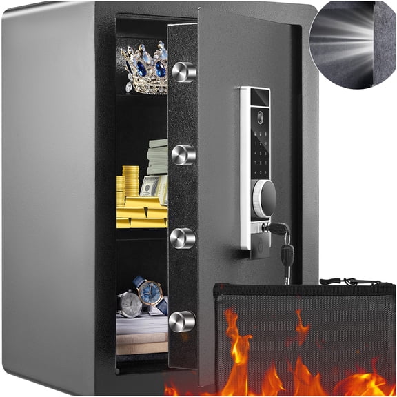 JERFIT 2.2 Cubic Feet Digital Safe Box with Fingerprint & Keypad for Home Office Security