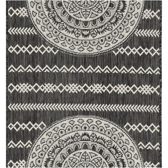 JERFIT 2'7"x7'3" Indoor Outdoor Rug, Anthracite Reversible Low Profile Flatweave Carpet for Patio Deck Poolside, Stain Resistant Polypropylene