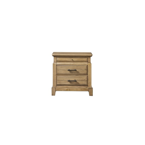 JERFIT 2-Drawer Nightstand with Pull-Out Tray, Farmhouse Bedside Table in Caramel Finish for Bedroom Storage
