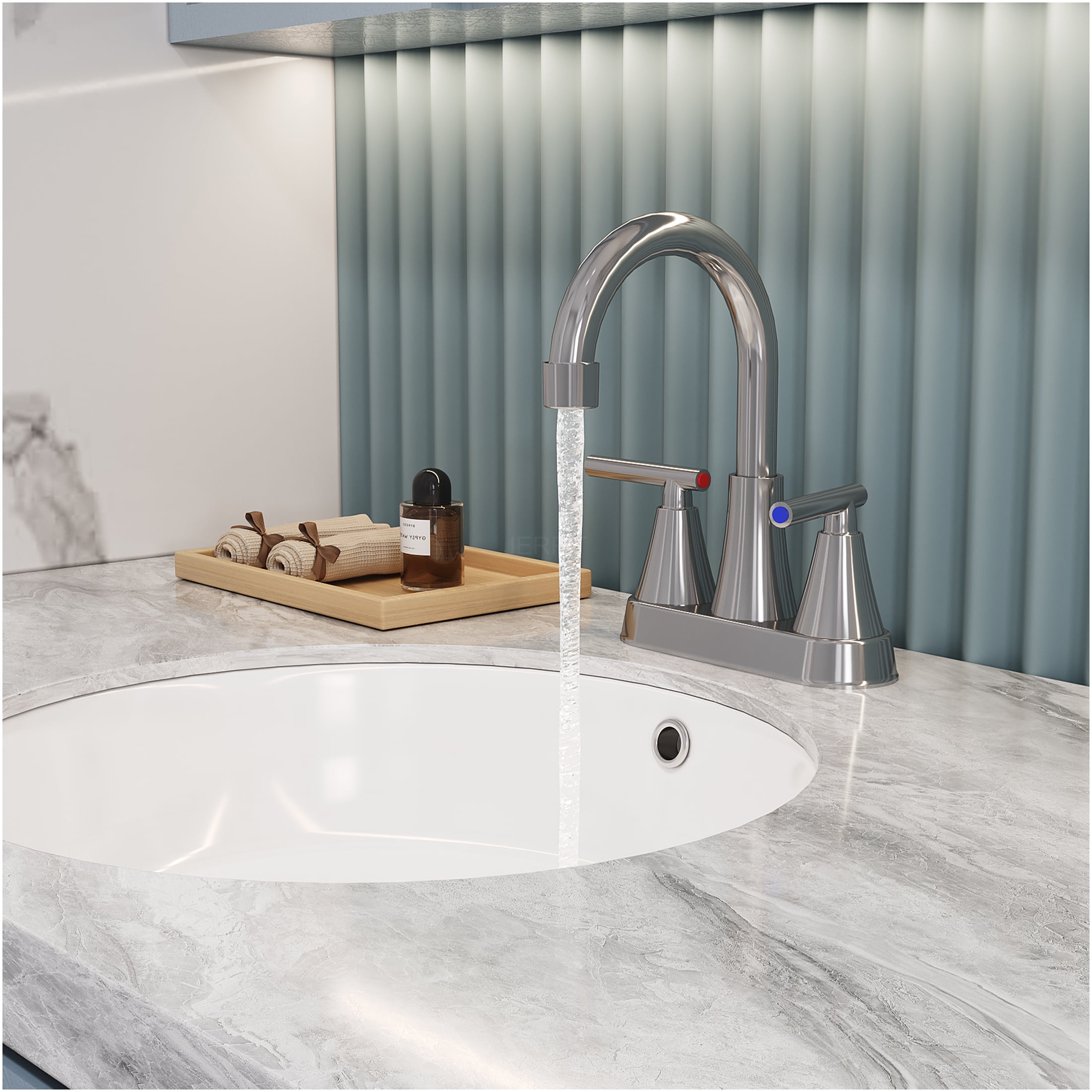 JERFIT 2-Handle Pull-Down Bathroom Sink Faucet with 360° Swivel Spout, Chrome Finish, CUPC Certified for Bath Vanity