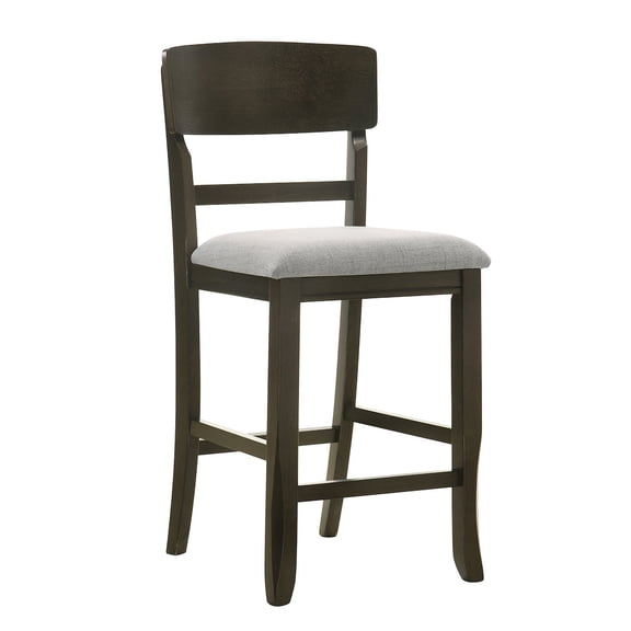 JERFIT 2-Pack Counter Height Chairs with Back, 24 Inch Stackable Wood Bar Stools, Black & Gray Fabric for Kitchen Island Dining