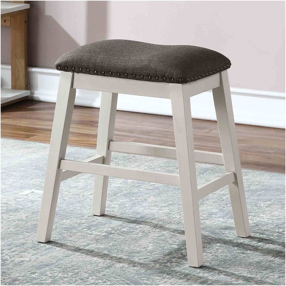 JERFIT 2-Pack Counter Height Stools with Padded Fabric Seat, Modern Farmhouse Style Bar Stools for Kitchen Island, Dark Gray or Off White