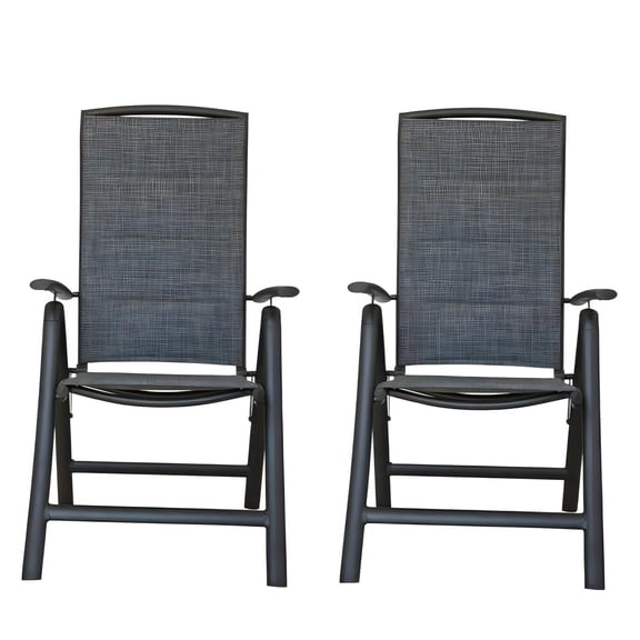 JERFIT 2-Pack Folding Recliner Chairs with High Back, Adjustable Patio Lounge Chairs for Outdoor, Textilene Mesh & Aluminum Frame, Dark Brown