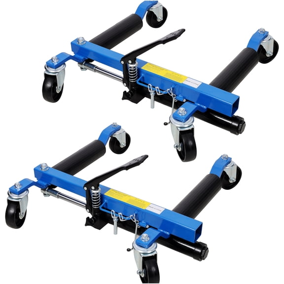 JERFIT 2-Pack Hydraulic Car Wheel Dolly Skates, 1500 lbs Capacity Each, Foot Pedal Lift for Vehicle Positioning & Storage, Fits Tires Up to 12" Wide, Black/Blue