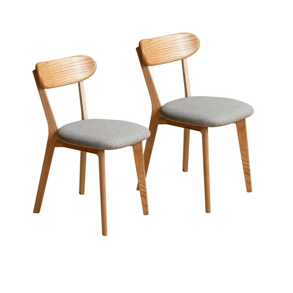 JERFIT 2-Pack Solid Oak Wood Dining Chairs with Padded Seat, Upholstered Comfort Back, Natural Wood Finish for Kitchen & Dining Room
