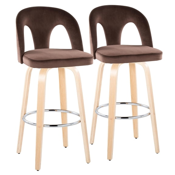 JERFIT 2-Pack Swivel Bar Stools with Velvet Seat, Chrome Footrest, for Kitchen Island, Counter Height, Modern Dining Set