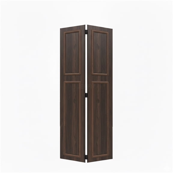 JERFIT 2-Panel Bi-Fold Interior Door, 42 in x 78 in 3/4 in Thick MDF, Antique Brown, Includes Closet Hardware