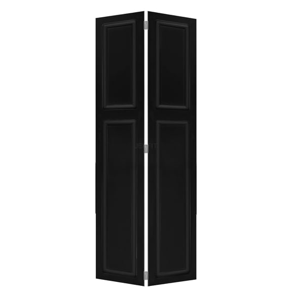 JERFIT 2 Panel Bi-Fold Interior Door, 96 in x 31 in, MDF Construction, Black Finish with Included Hardware Kit