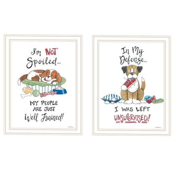 JERFIT 2-Panel 'I Was Left Unsupervised' Framed Wall Art Set, Multicolor Canvas Print on Wood, Ready to Hang Home Decor for Living Room, Bedroom
