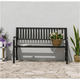 thumbnail image 1 of JERFIT 2-Person Outdoor Metal Garden Bench with Back, Black Steel Patio Bench for Porch, Lawn, Yard, 1 of 6