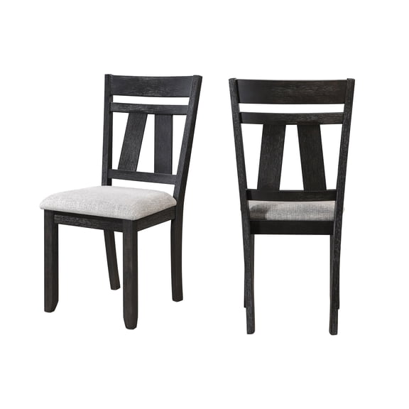JERFIT 2-Piece Cottage Dining Chair Set with Upholstered Seats, Transitional Wood Side Chairs for Kitchen and Dining Room