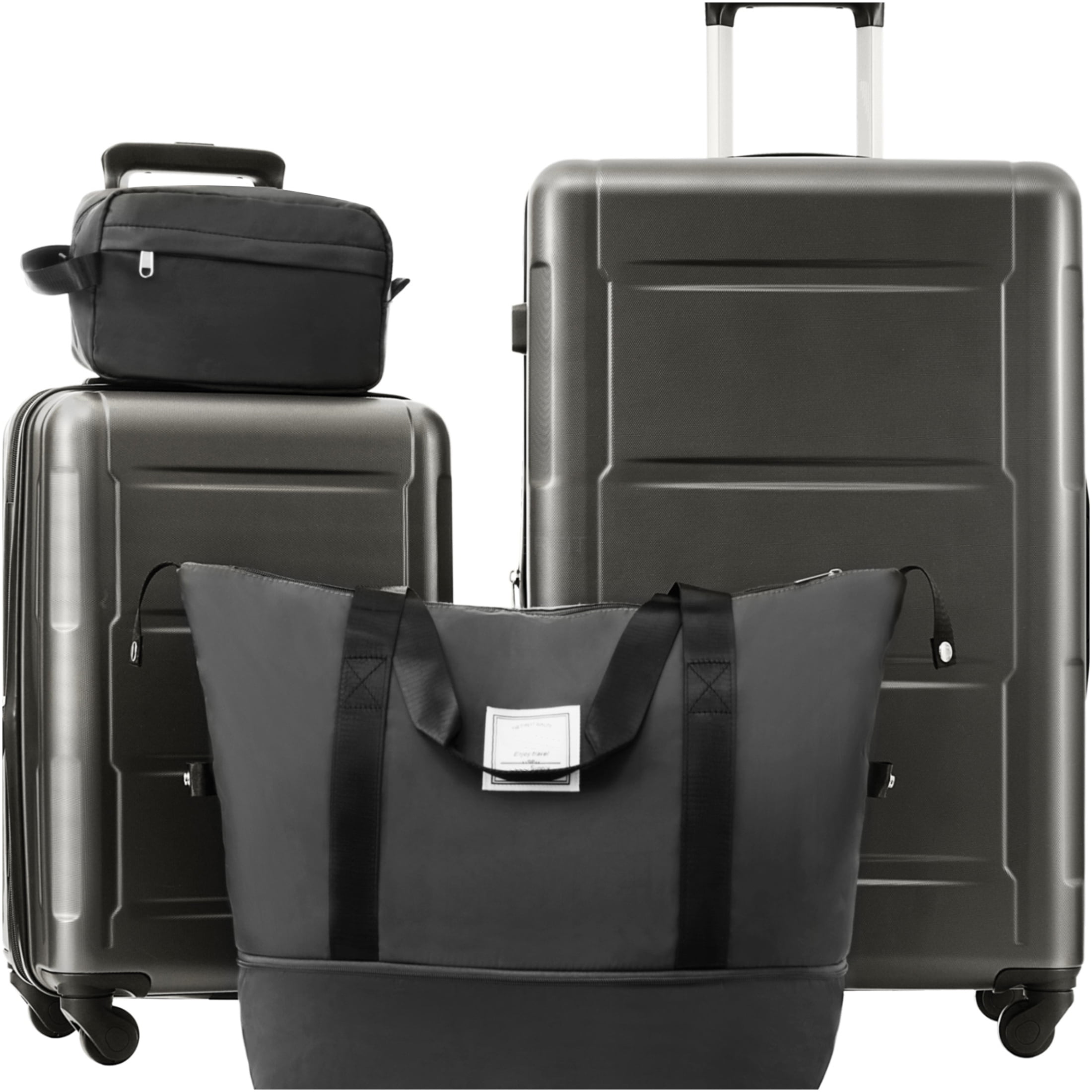 JERFIT 2-Piece Expandable Hard Shell Spinner Luggage Set, TSA Lock, Lightweight ABS Suitcases, 20" & 28" Carry On Check in, Dark Gray