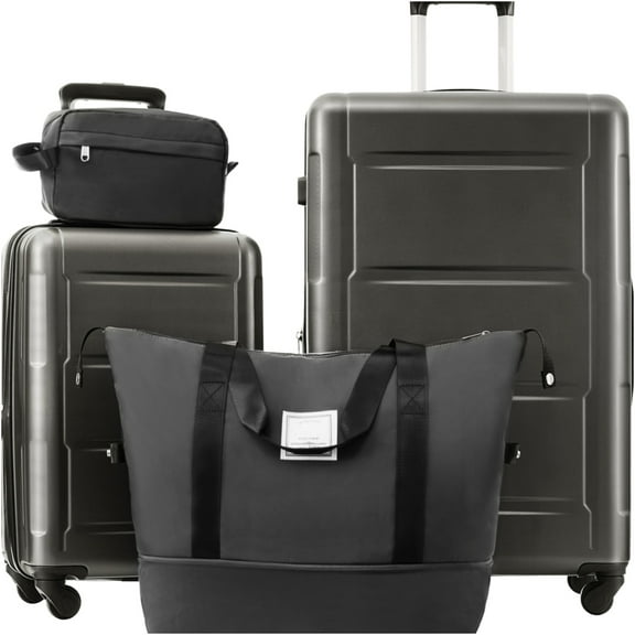 JERFIT 2-Piece Expandable Hard Shell Spinner Luggage Set, TSA Lock, Lightweight ABS Suitcases, 20" & 28" Carry On Check in, Dark Gray