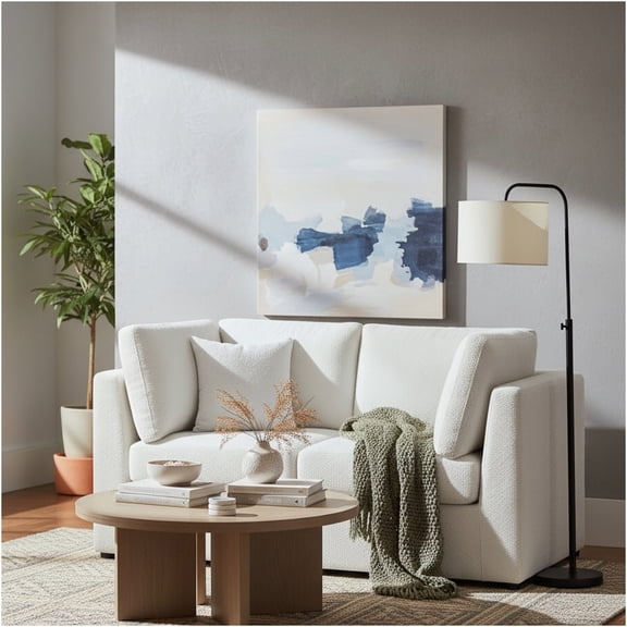 JERFIT 2-Piece Modular Sofa Set for Small Spaces, Ivory Linen Fabric Sectional Couch with Reversible Cushions and Pillows