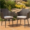 thumbnail image 1 of JERFIT 2-Piece Outdoor Patio Dining Chairs Set, Brown All-Weather PE Rattan Armchairs with Waterproof Cushions, 1 of 10