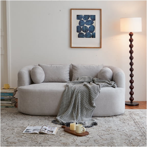 JERFIT 2-Seater Sofa in a Box, No Assembly Chenille Loveseat with Memory Foam, Deep Seat Couch for Small Spaces, Modern Apartment Living Room Furniture, Gray