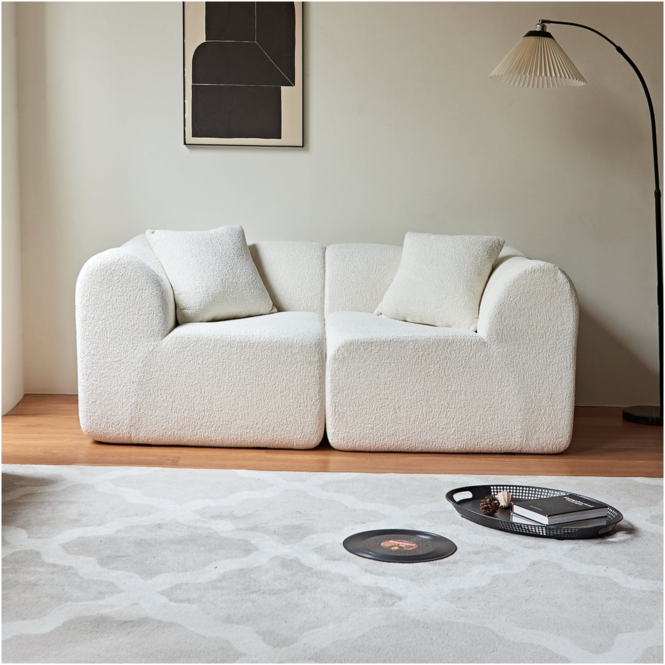 JERFIT 2-Seater Velvet Sofa Bed for Small Space, Modern Loveseat Couch ...