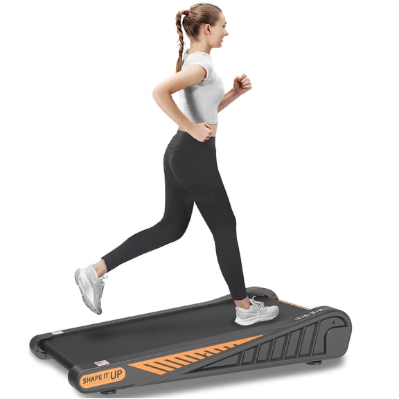 JERFIT 2-in-1 Under Desk & Incline Treadmill for Home Office, 2.0HP Electric Walking Pad Jogging Machine with Remote, LCD Display, 280LBS Capacity, No Assembly, Easy Move Wheels, Black