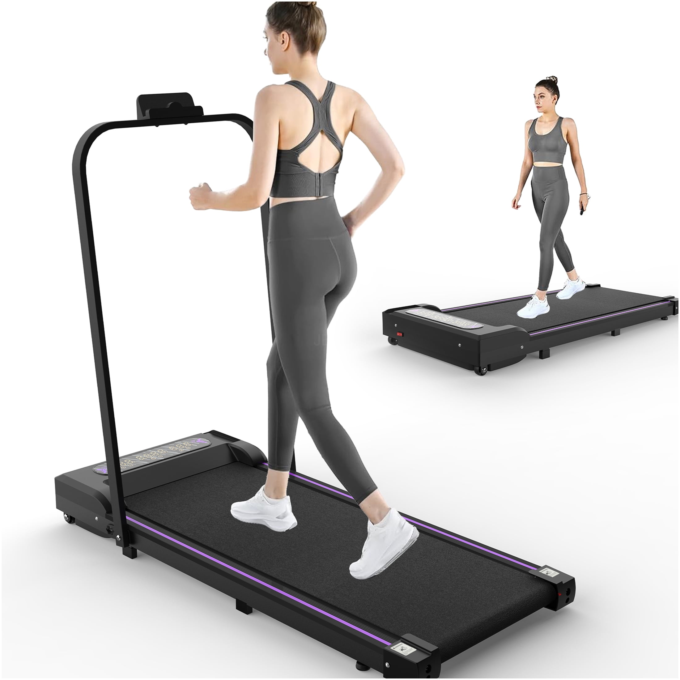 JERFIT 2-in-1 Under Desk Treadmill with Handle, 2.5HP Motor Portable Walking Pad for Home Office, 265lbs Capacity, LED Display & Remote Control, Black