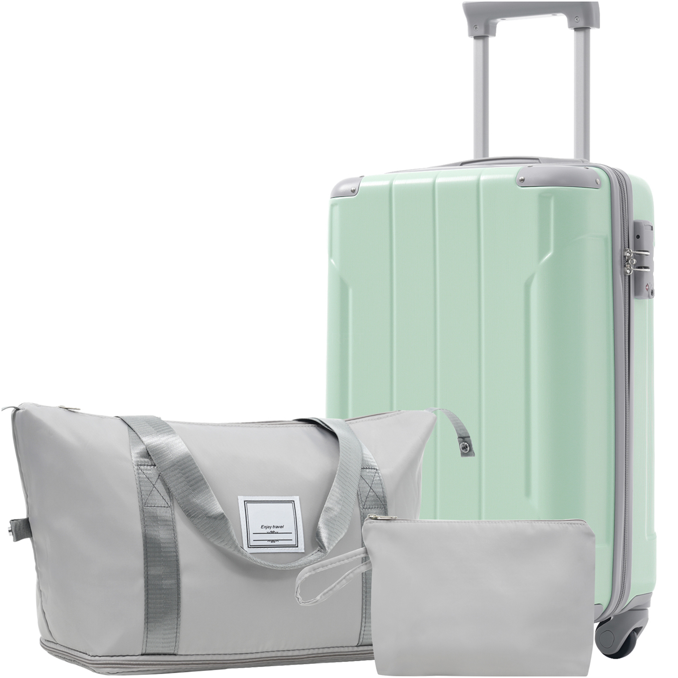JERFIT 20" Expandable Carry On Luggage Set 3 Piece, Lightweight ABS Hardshell Spinner Suitcase with TSA Lock, Soft Lime