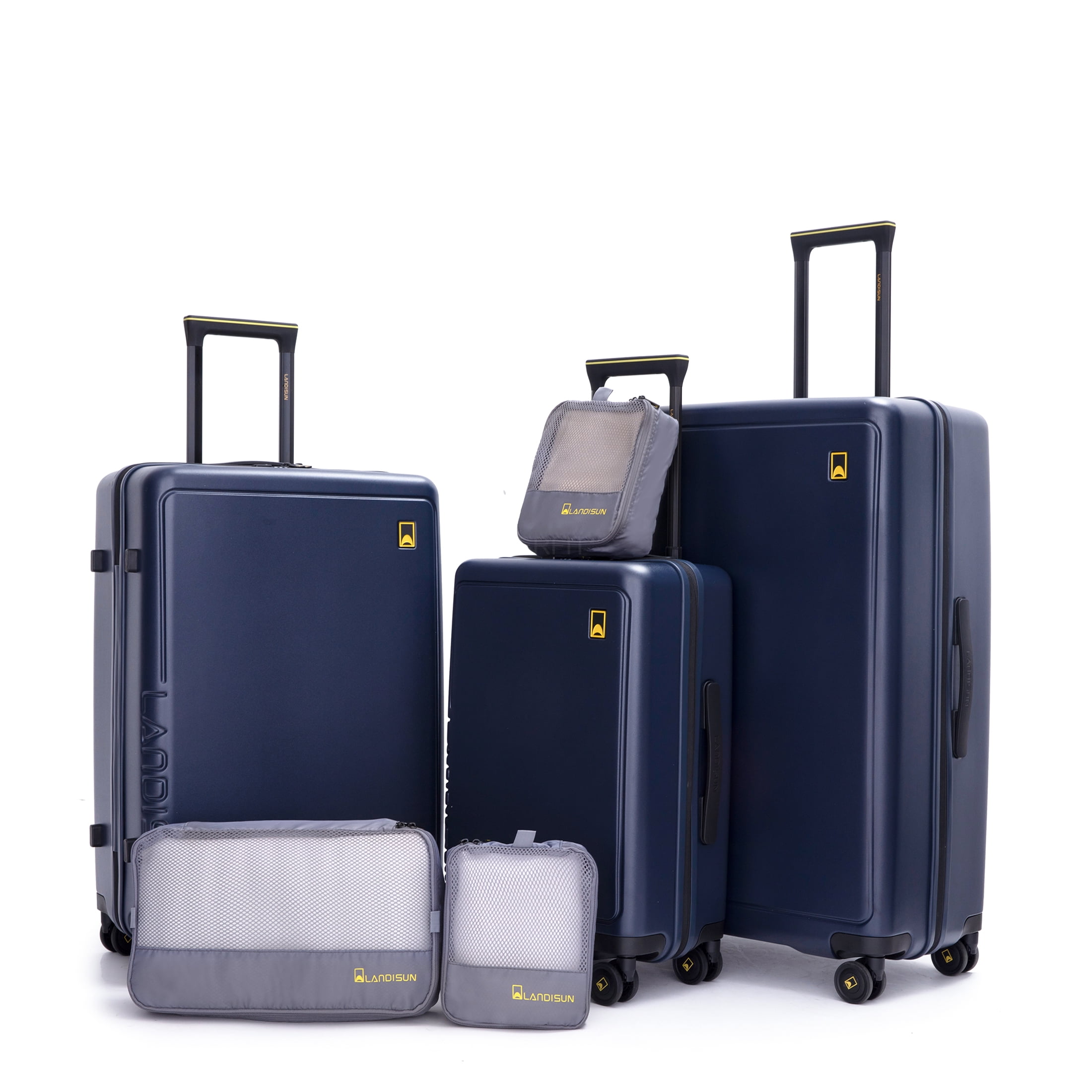 JERFIT 20 Inch Carry On Luggage 3 Piece Set, ABS+PC Hardshell Spinner Suitcase with TSA Lock, Lightweight Expandable Travel Luggage Set in Blue