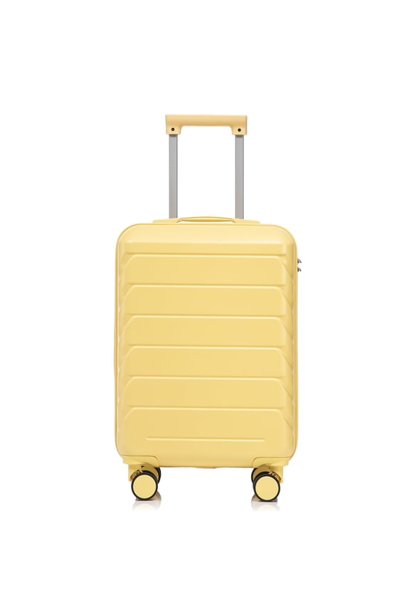 20-Inch Carry-On Luggage, Hardshell Suitcase with 360 Spinner Wheels & TSA Lock, Yellow ABS Checked Bag for Travel