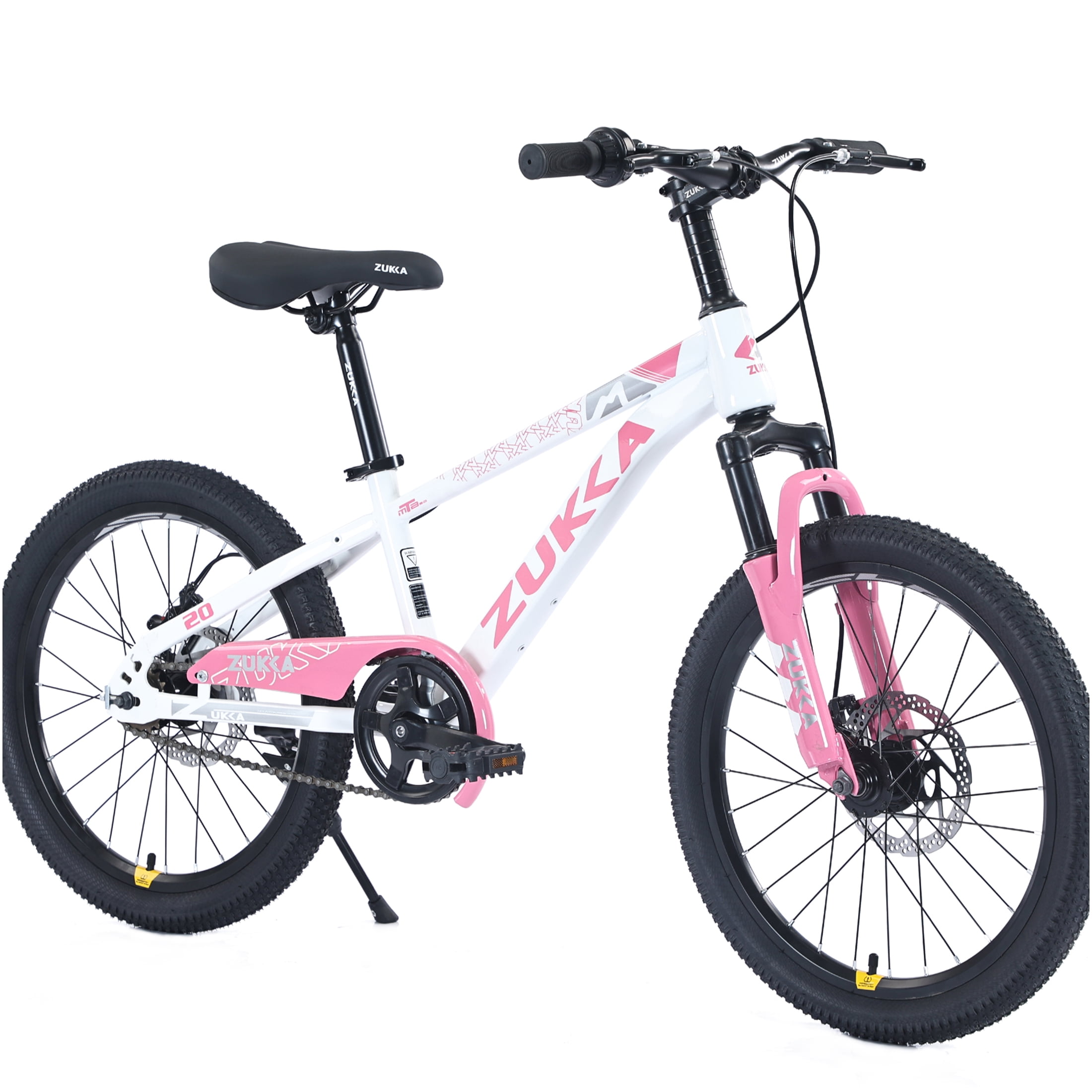 JERFIT 20 Inch Kids Mountain Bike for Boys Girls Age 7-10, Steel Frame with Front Suspension Fork, White and Pink MTB