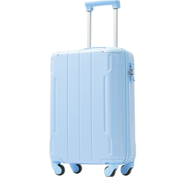 JERFIT 20" Sky Blue ABS Carry On Luggage Hardshell Suitcase w/ TSA Lock & 8 Spinner Wheels, Lightweight Durable Travel Cabin Case