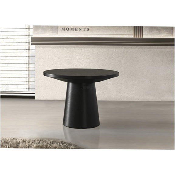 JERFIT 22 inch Round End Table for Living Room, Modern Pedestal Side Table with Beveled Edge, Black Accent Table