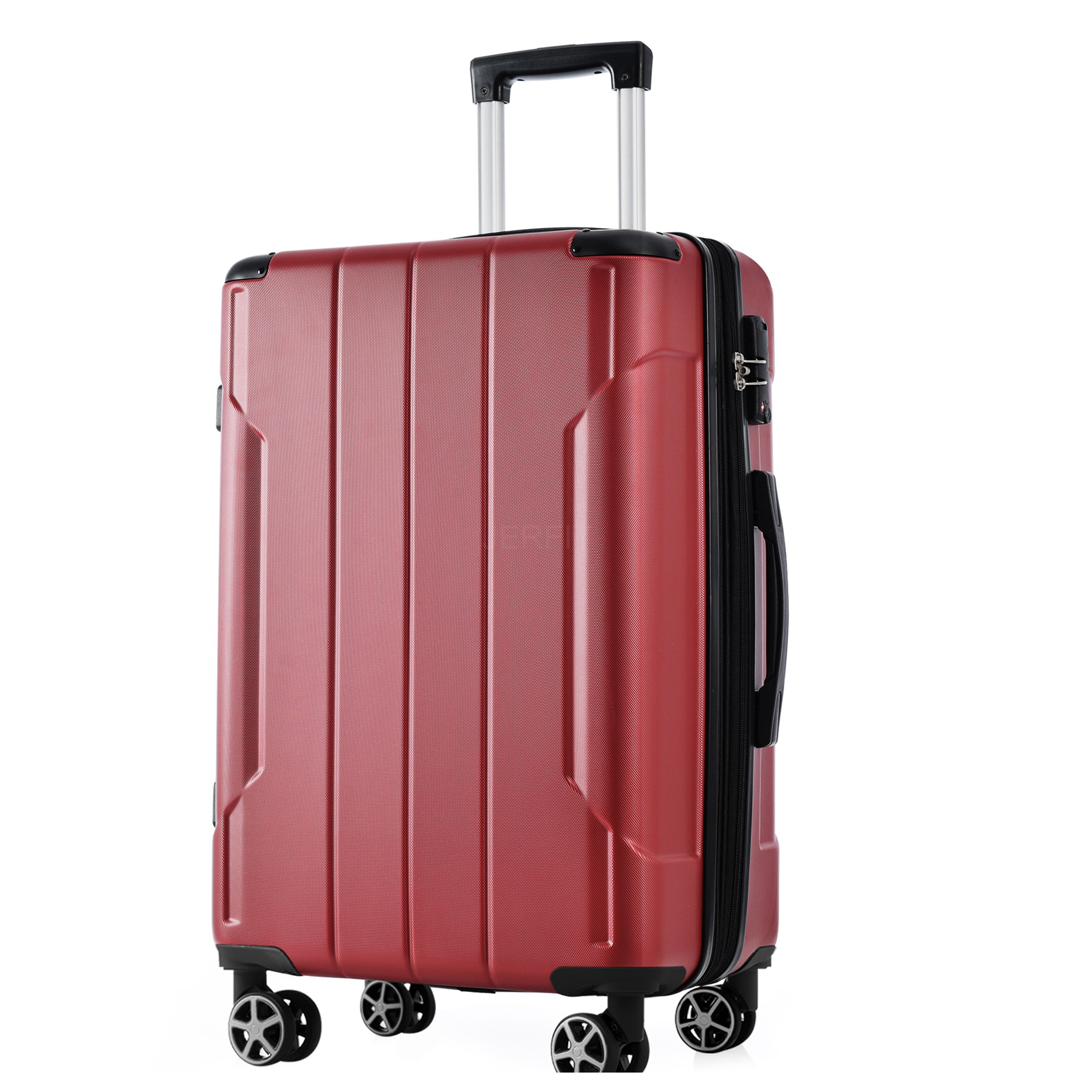 JERFIT 24" Expandable Hardshell Suitcase, Lightweight ABS Checked Luggage with TSA Lock & 8 Spinner Wheels, Durable Red Travel Bag