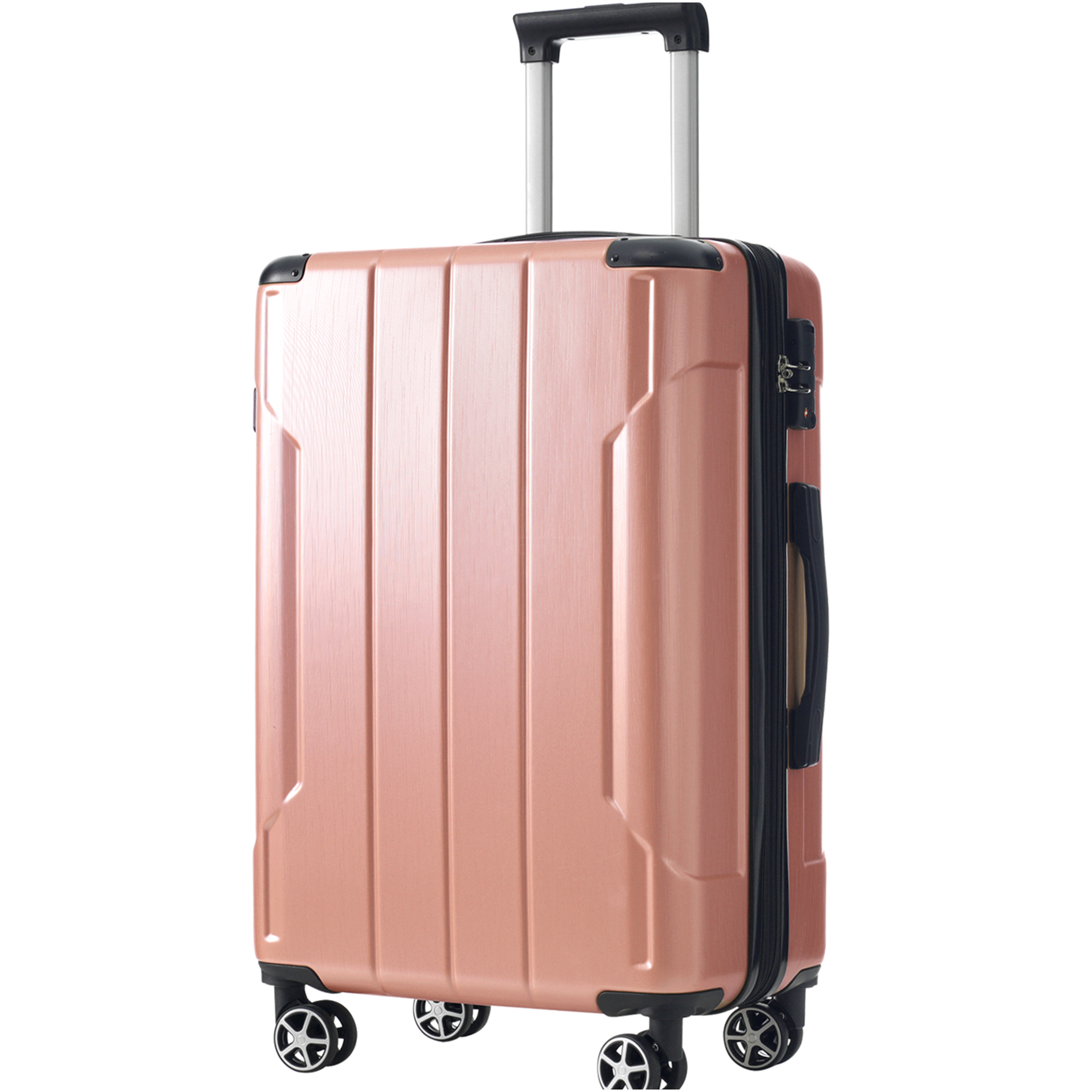 JERFIT 24" Expandable Hardshell Suitcase with TSA Lock, Lightweight ABS Checked Luggage on 360° Spinner Wheels, Rose Pink