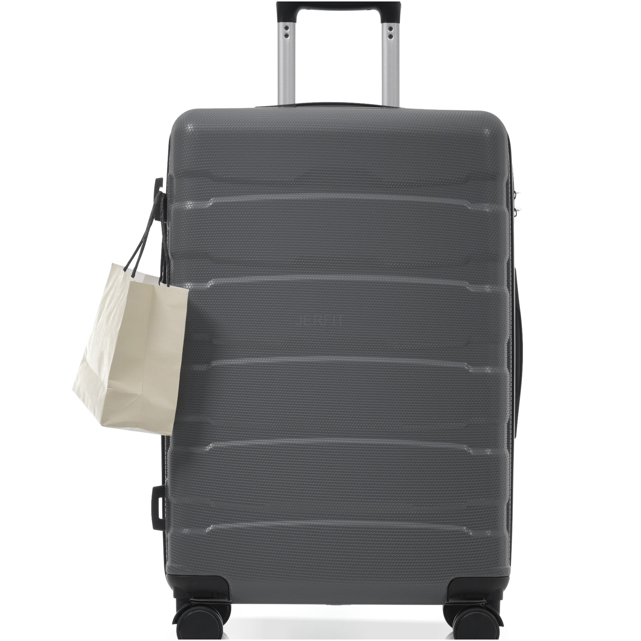 JERFIT 24 Inch Hardshell Checked Luggage with Spinner Wheels, TSA Lock, Expandable ABS Suitcase for Travel, Lightweight & Durable, Gray