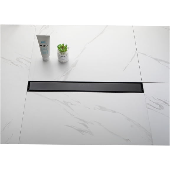 JERFIT 24" Matte Black Linear Shower Drain, Stainless Steel Tileable Floor Drain with Removable Grates & Leveling Feet for Bathroom, Pool, Garage