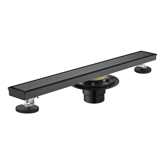 JERFIT 24" Modern Linear Shower Drain with Removable Grille, 304 Stainless Steel in Matte Black for Walk-In Shower, Wet Room & Bathroom Floor Drain