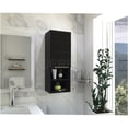 thumbnail image 1 of JERFIT 24" Wall Mount Bathroom Storage Cabinet with Door, 2 Open Shelves & 2 Inner Shelves, Particle Board Over The Toilet Organizer in Black, 1 of 7
