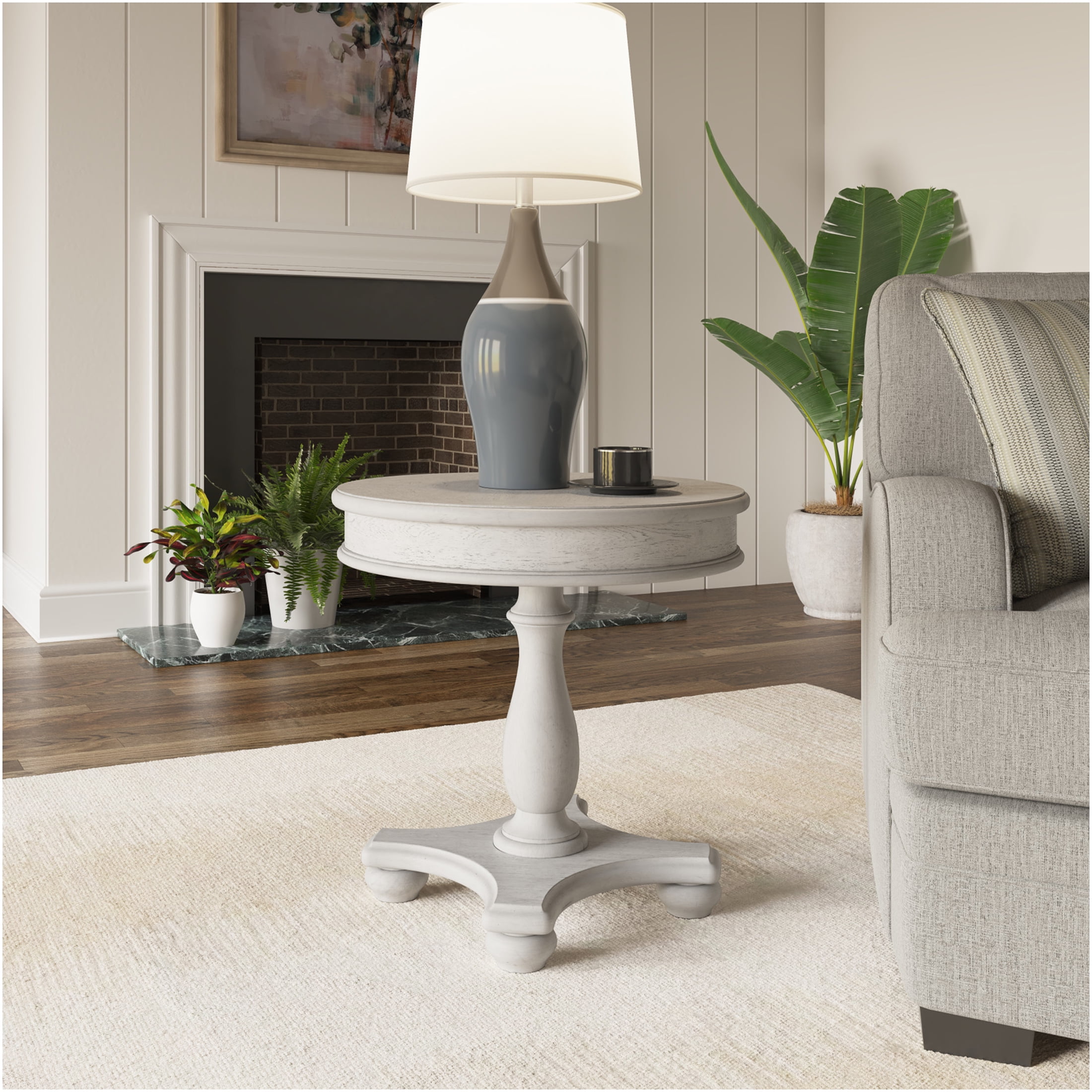 JERFIT 24 inch Round End Table, Solid Wood Small Side Table for Living ...