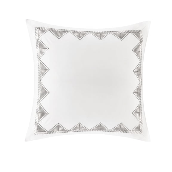 JERFIT 26x26 Inch White Embroidered Euro Sham Pillow Cover, 200TC Cotton Decorative Pillowcase with Antimicrobial Protection