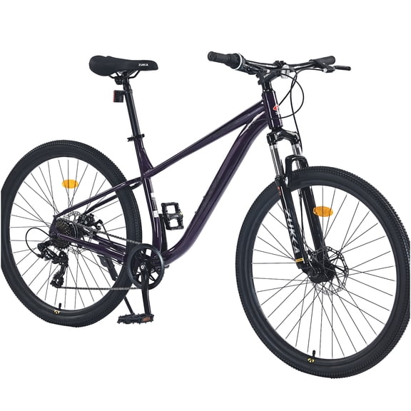 JERFIT 27.5" Adult Mountain Bike for Men & Women, 8-Speed Gears, Purple Steel Frame, Front Suspension, All-Terrain Bicycle