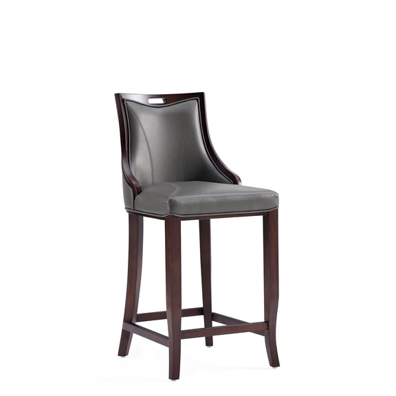 JERFIT 27" Bar Height Stool with Back, Gray Faux Leather Wood Barstool, Fully Assembled Counter Stool with Footrest for Kitchen Island, Dining & Bar