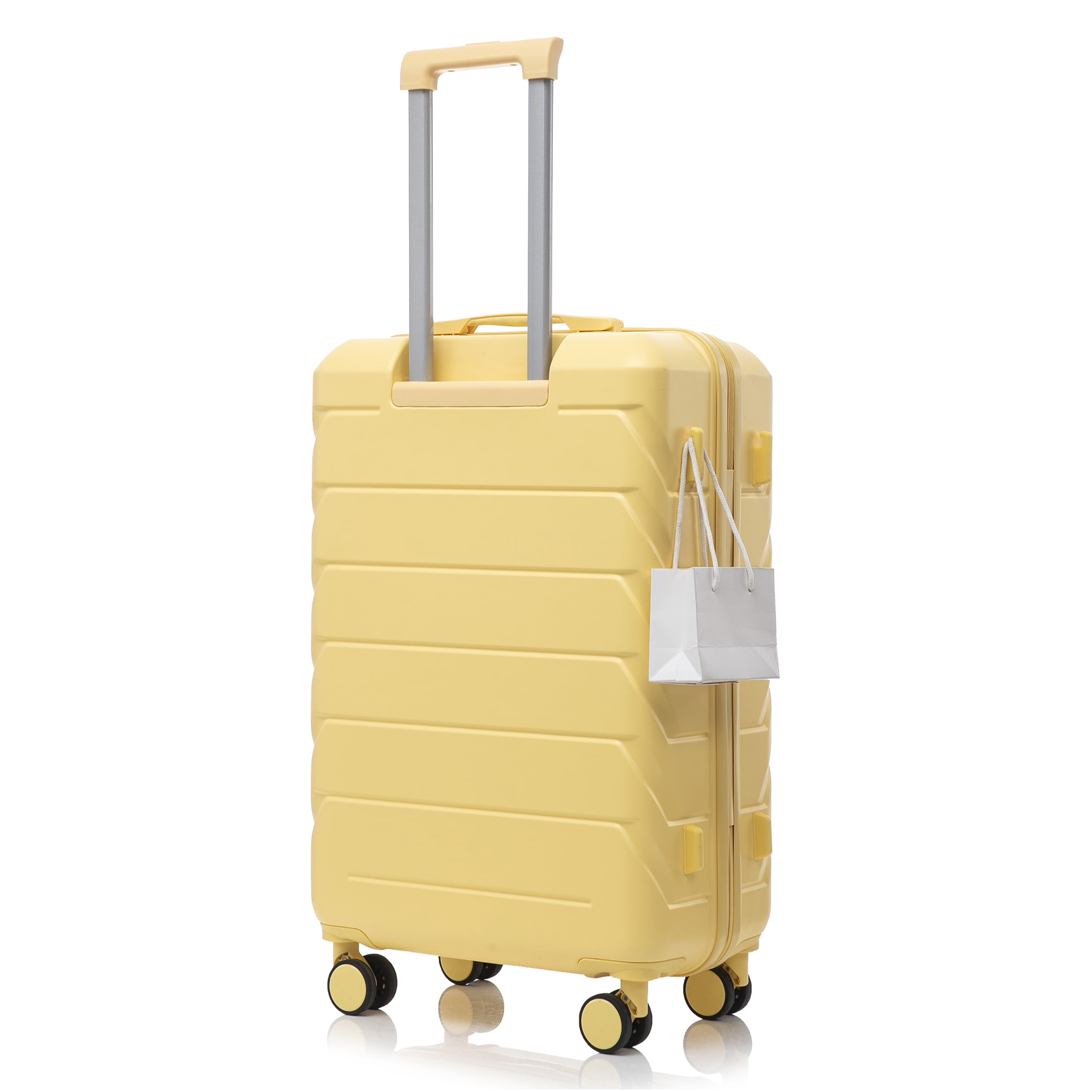 JERFIT 28-Inch Checked Luggage Suitcase with 360° Spinner Wheels, TSA Lock, Large Capacity, ABS Hard Shell, Yellow