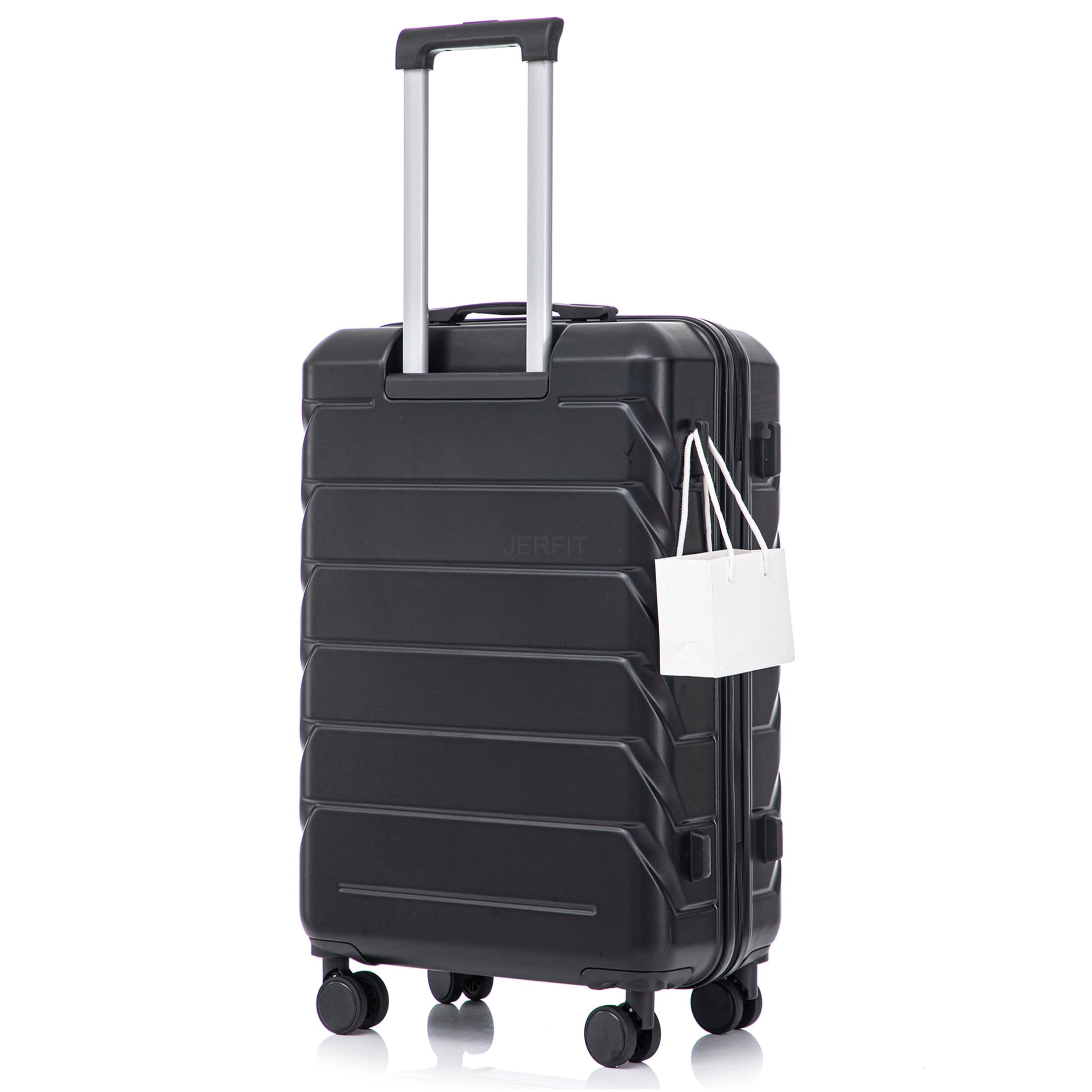 JERFIT 28 Inch Large Checked Luggage with 360° Spinner Wheels, ABS Hardshell Suitcase, TSA Lock & Retractable Handle for Travel, Black