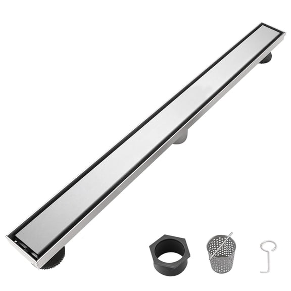 JERFIT 28" Linear Shower Drain Brushed Nickel, Removable Cover & Tile Insert Design, 304 Stainless Steel Bathroom Floor Drain with Hair Strainer