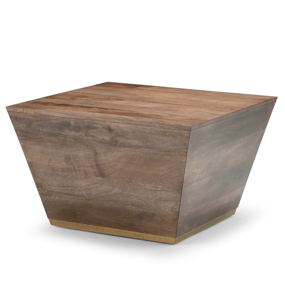 JERFIT 28 inch Square Coffee Table, Modern Cocktail Table for Living Room, Dark Brown Wood Console Table with Tapered Base