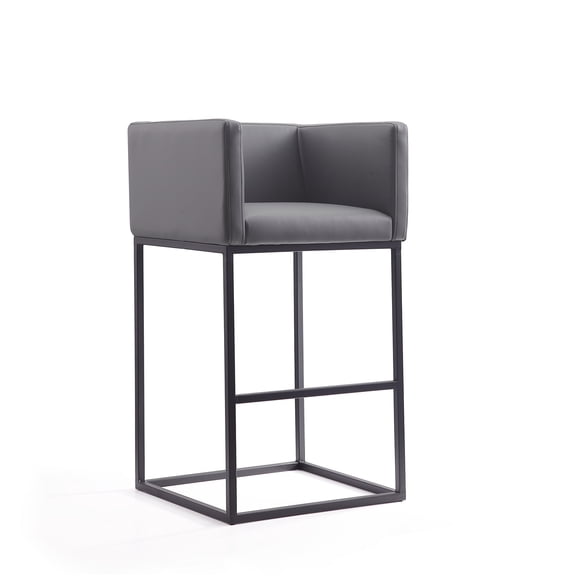 JERFIT 29" Gray Modern Metal Bar Stools with Back & Footrest, Set of 1, No Assembly Required Counter Height Chair for Kitchen Island, Dining&Living Room